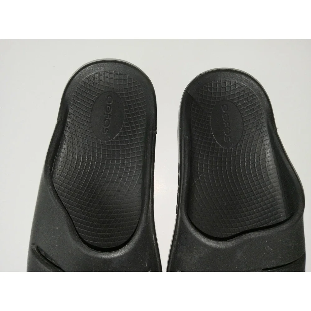 Oofos‎ Sandals Mens 8 Black H Strap Cushion Comfort Recovery Ooahh Sports Flex